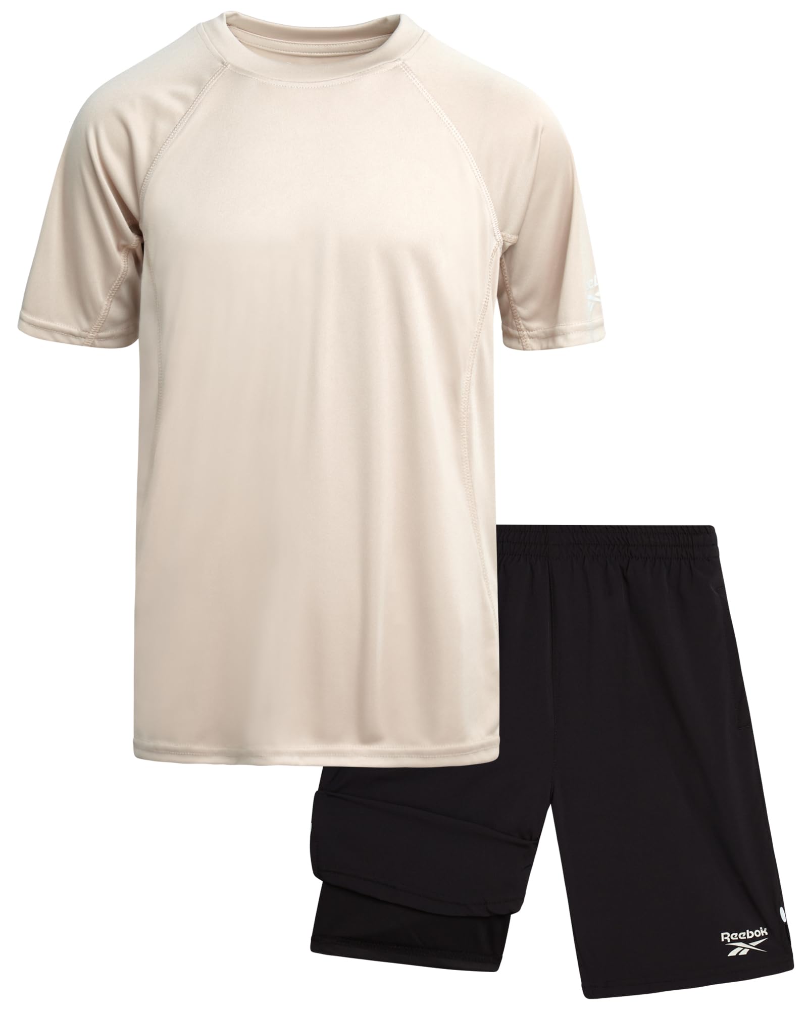Reebok Boys Athletic Shorts Set - 2 Piece Summer Clothes Outfit with Pocket Tee and Boys Running Shorts for Active Kids